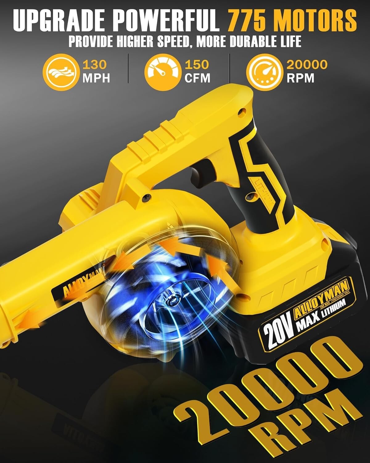 20V Cordless Leaf Blower & Vacuum - High Power, Lightweight & Adjustable Nozzle