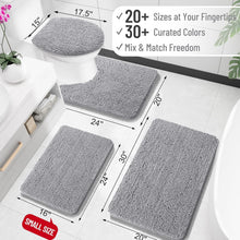 Load image into Gallery viewer, Grey Chenille Bath Mat 70" x 46" - Fluffy, Quick Dry, Machine Washable Accessory