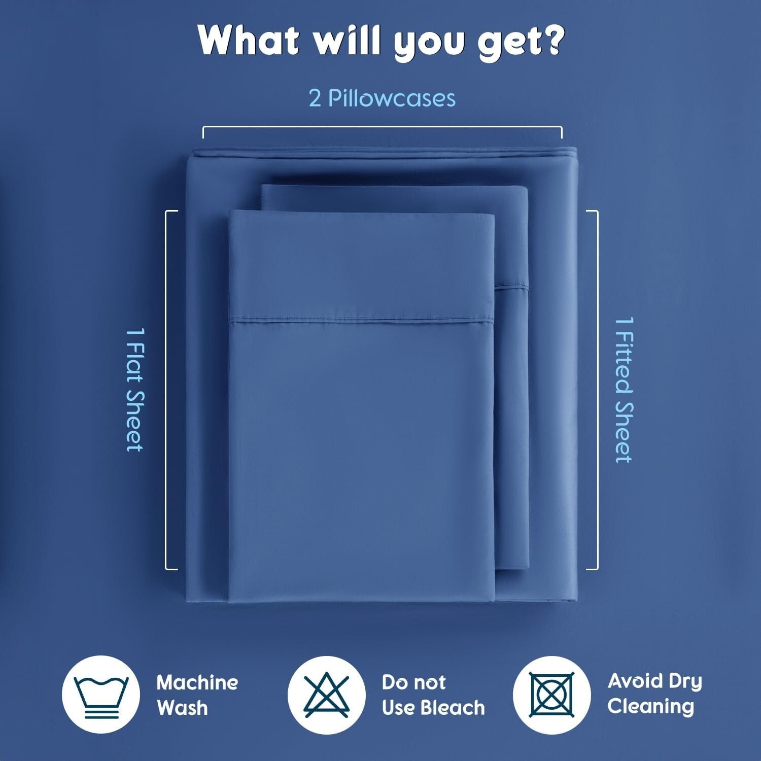 Luxury 100% Egyptian Cotton King Sheet Set - 1000 Thread Count in Navy Blue