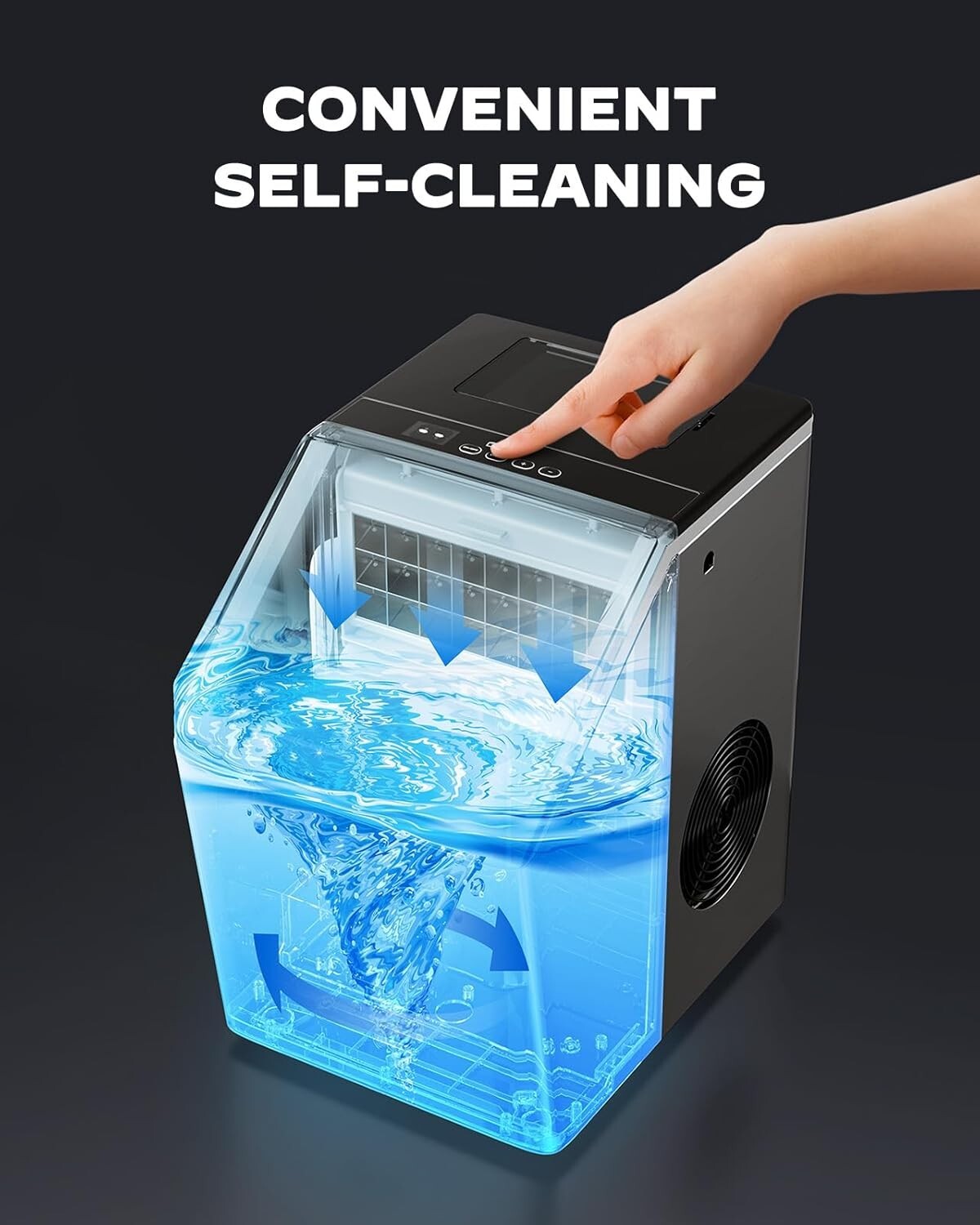 Rapid Ice Maker for Home & Parties - 44lbs Daily Production, Crystal-Clear Cubes