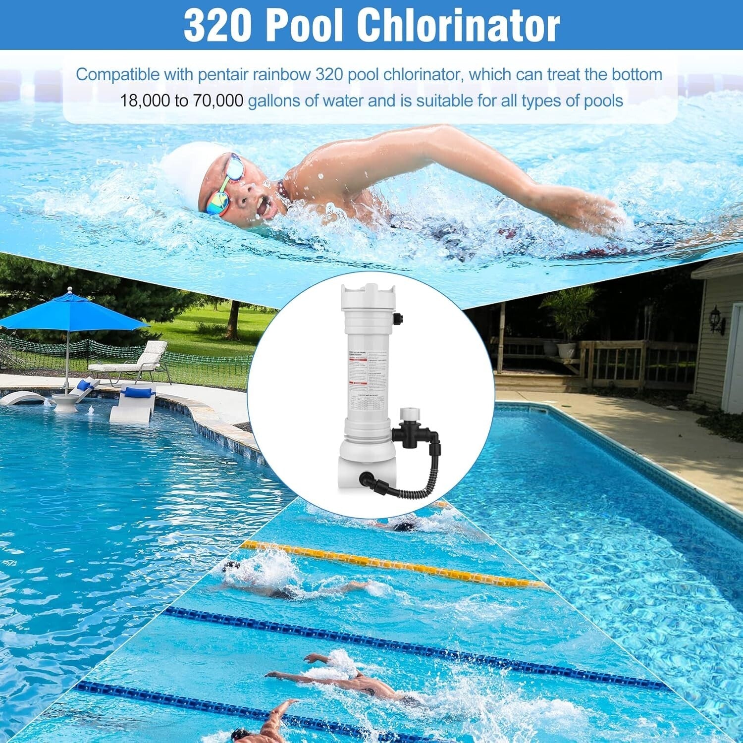 Efficient Pool Chlorinator Feeder with Bottom Drain - Easy Setup & Maintenance