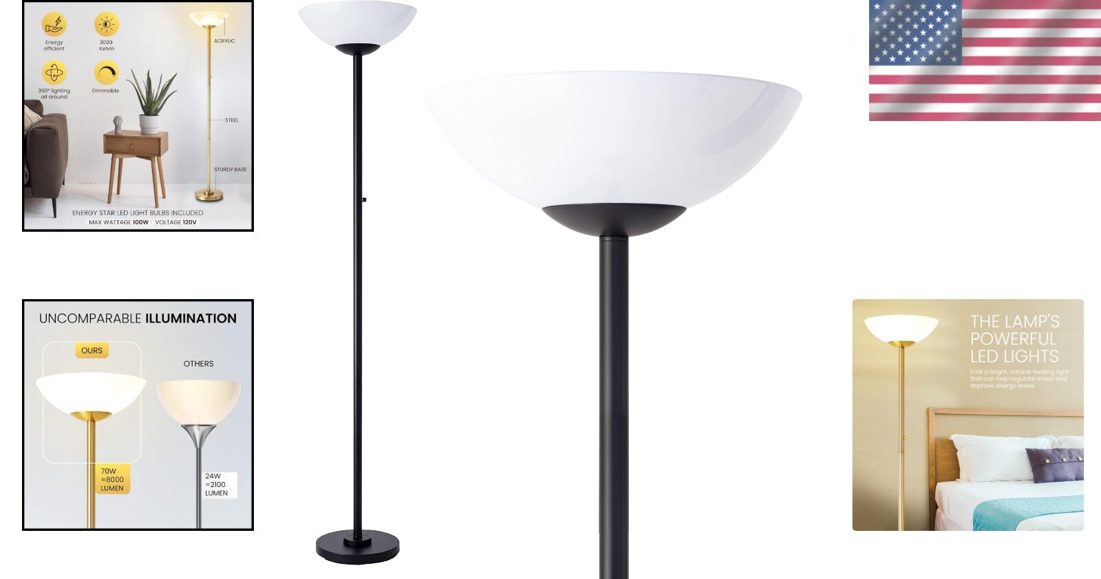 Stylish Dimmable Floor Lamp - 8000 LUMEN for Comfort and Elegance in Any Space
