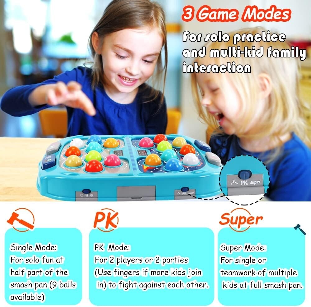 Deluxe Whack Mole Toy with 2 Hammers for Boys & Girls - Colorful Gameplay