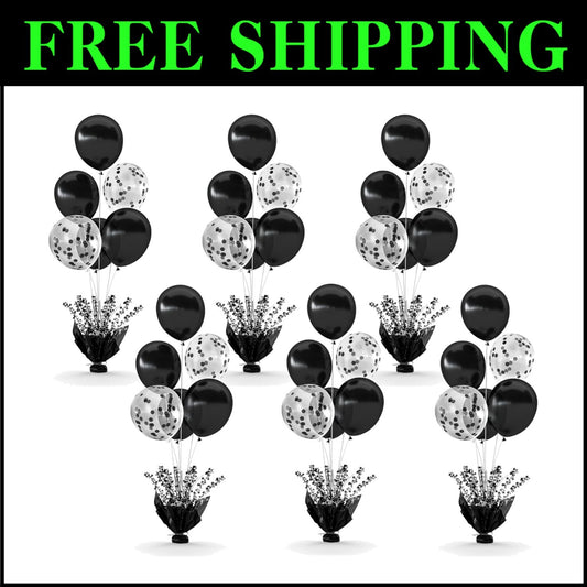 Elegant Black Table Balloon Centerpiece Set - Perfect for Weddings & Birthdays