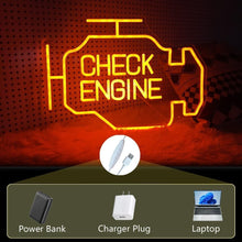 Load image into Gallery viewer, USB Powered LED Check Engine Neon Wall Sign - Perfect for Garages &amp; Workshops