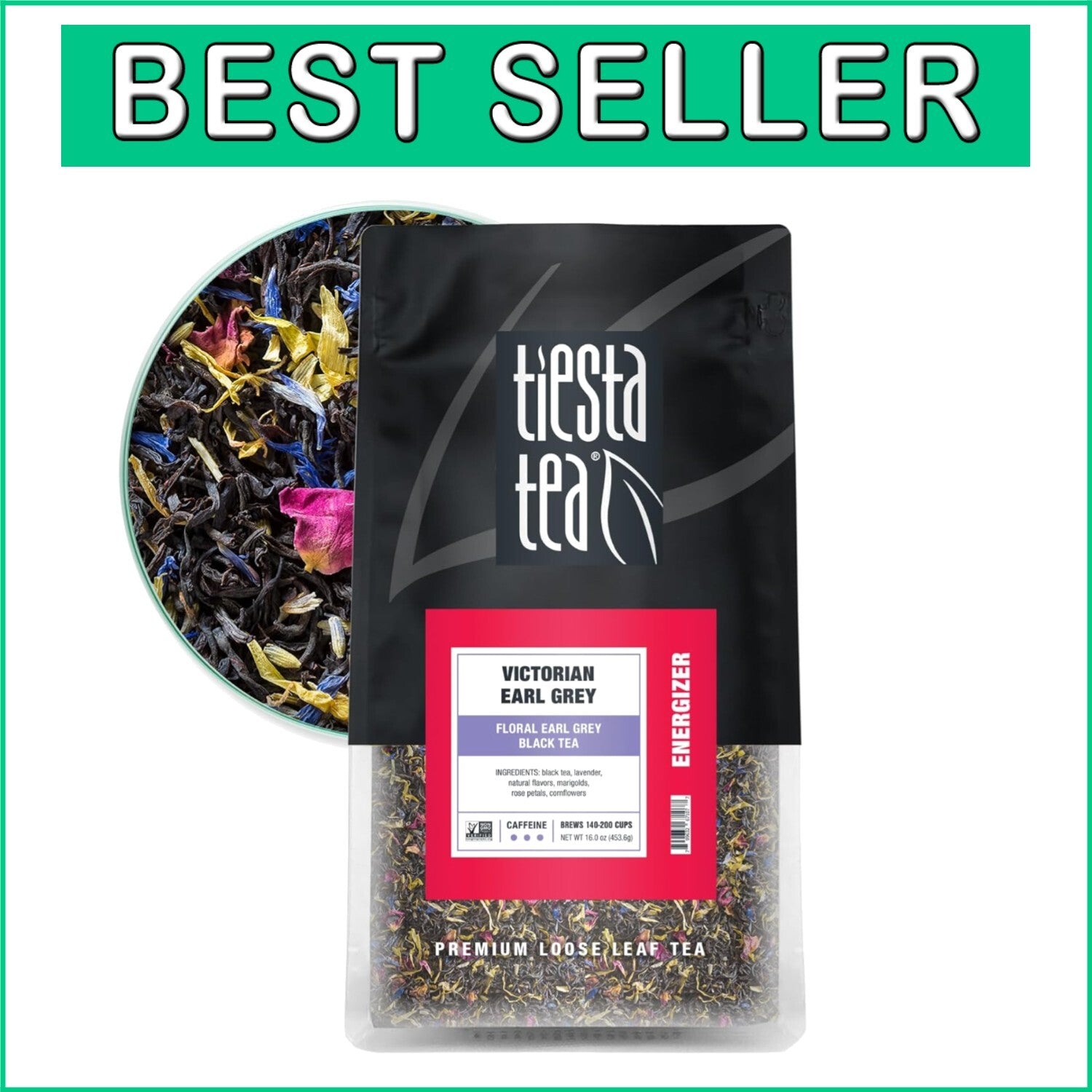 Floral Earl Grey Loose Leaf Tea - Premium Blend in Resealable 16oz Pouch