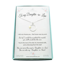 Load image into Gallery viewer, Handmade Silver Circle Charm Necklace with Bronze Heart – Perfect Gift for Da...
