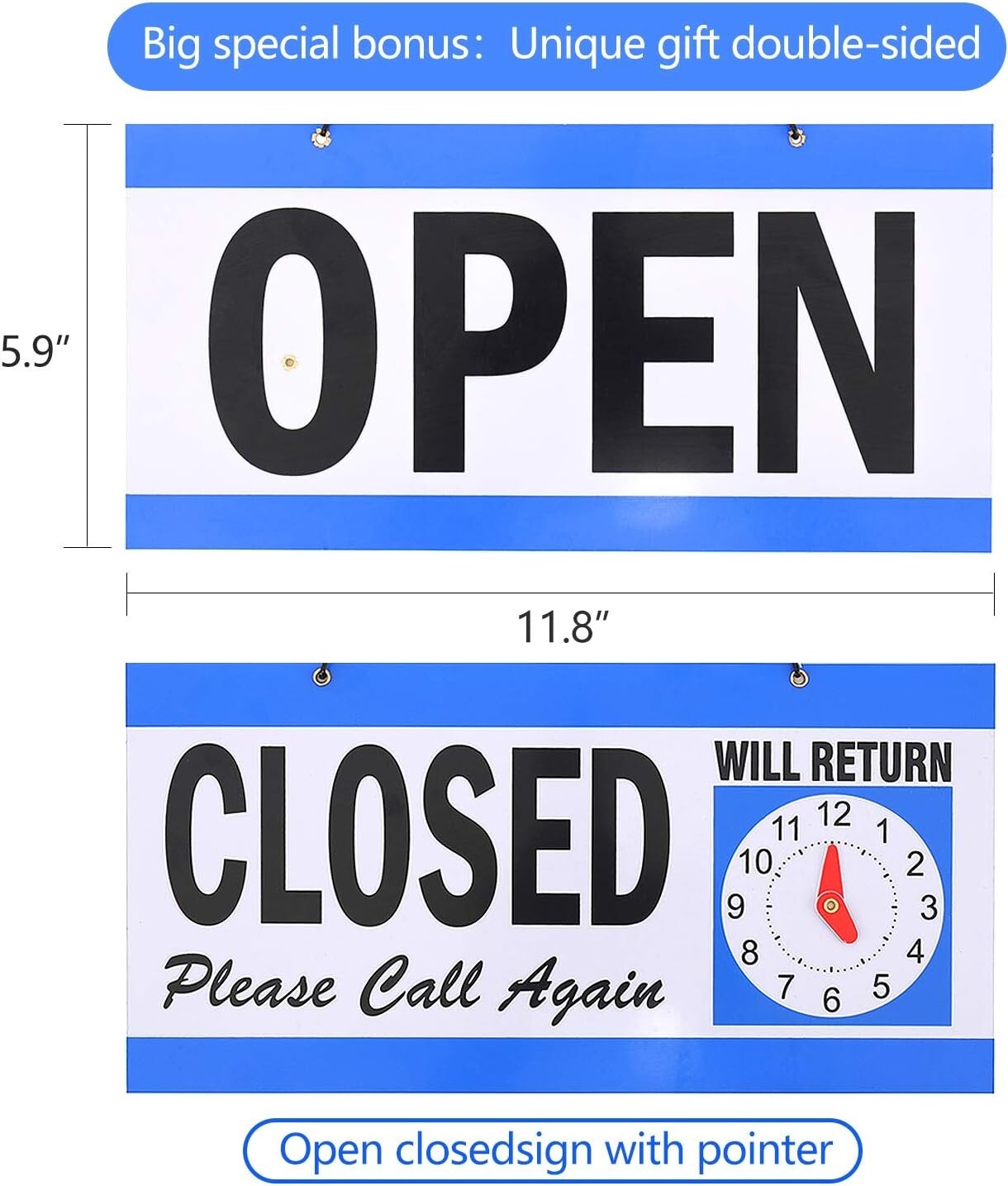 16x6 Energy-Saving LED Open Sign with Double-Sided Open/Closed Display
