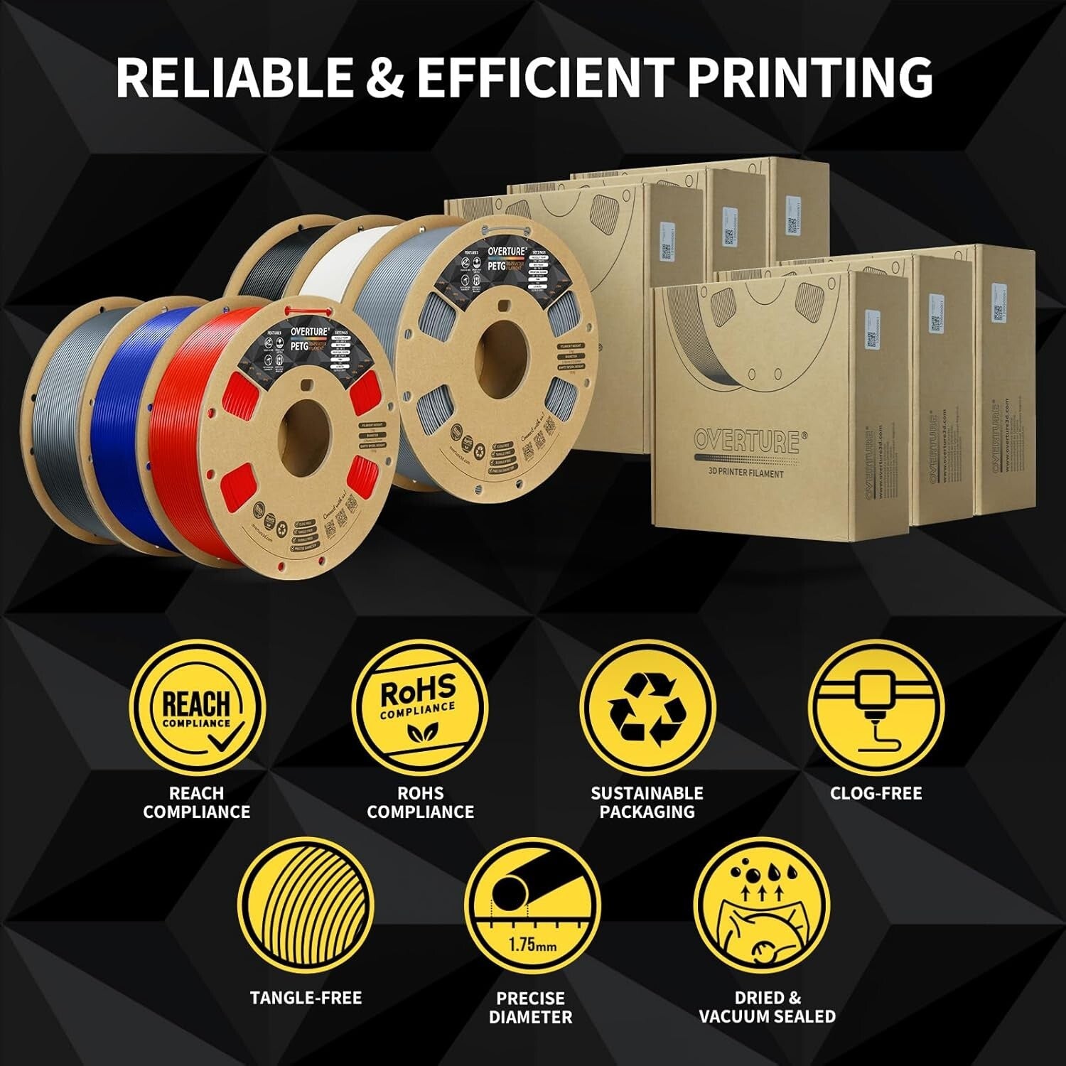 1.75mm 6kg PETG Filament Pack - Extensive Color Selection for All 3D Printers