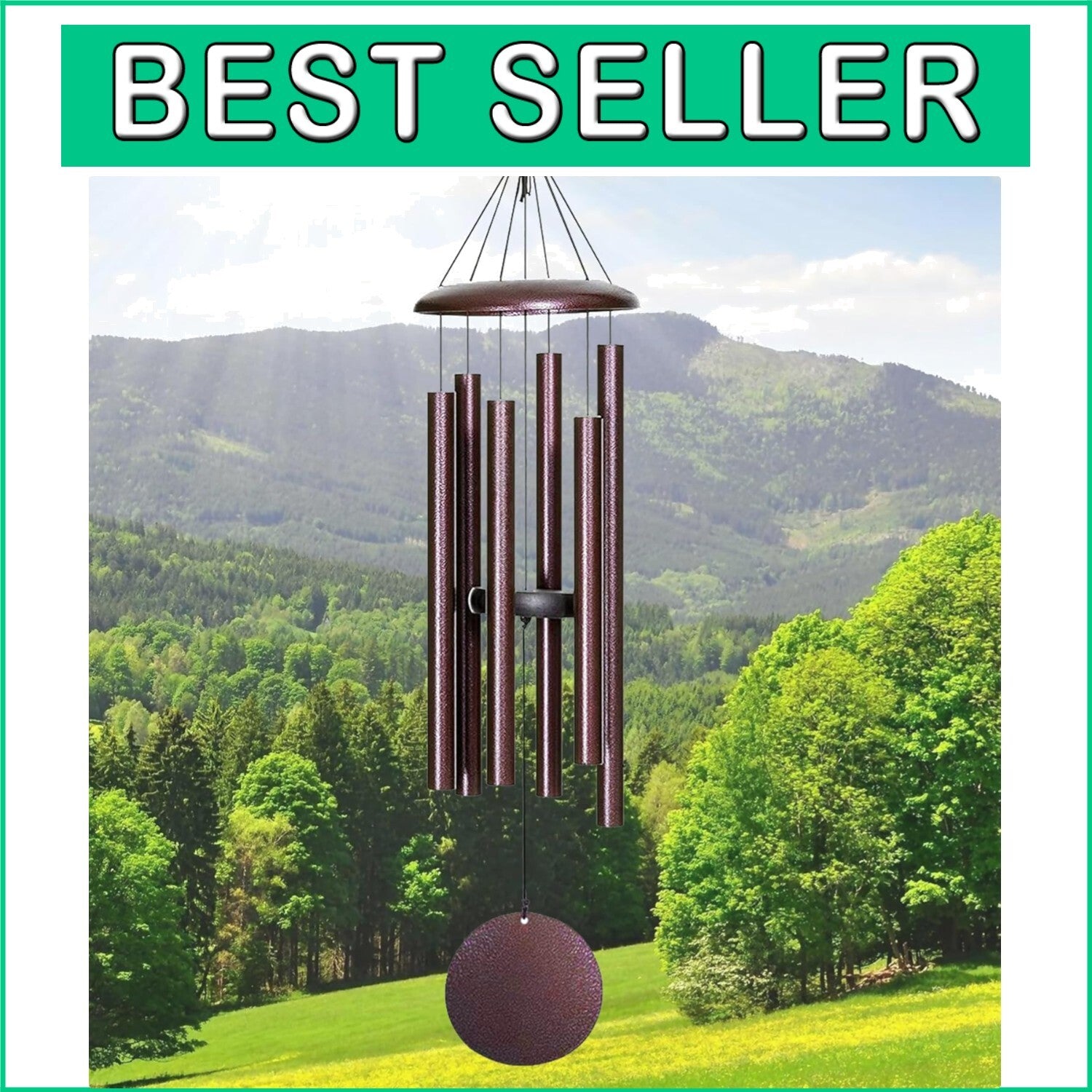 36" Outdoor Wind Chimes in Bronze - Deep Tones for Memorial Remembrance