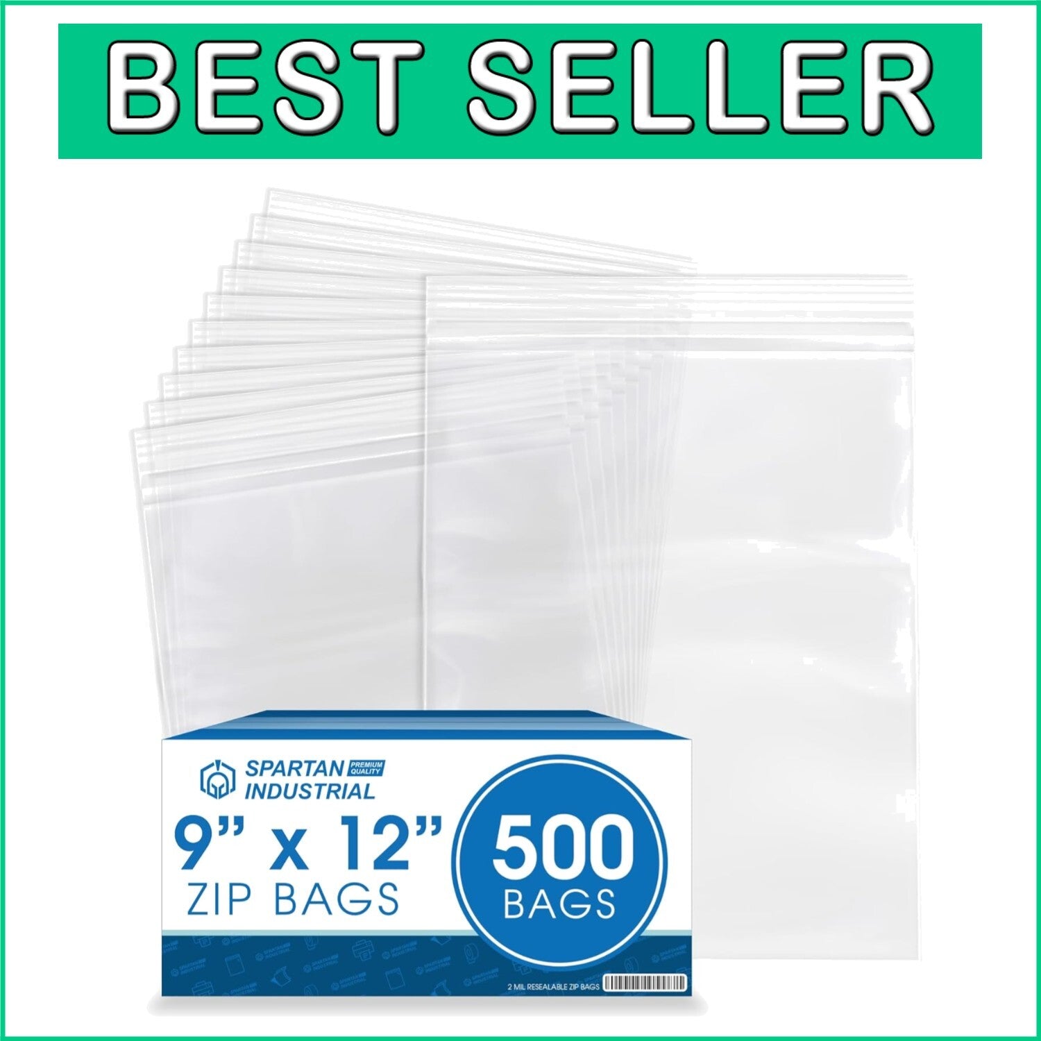 500 Count 9" X 12" Clear Zip Bags - Durable 2 Mil Reclosable Poly Pouches