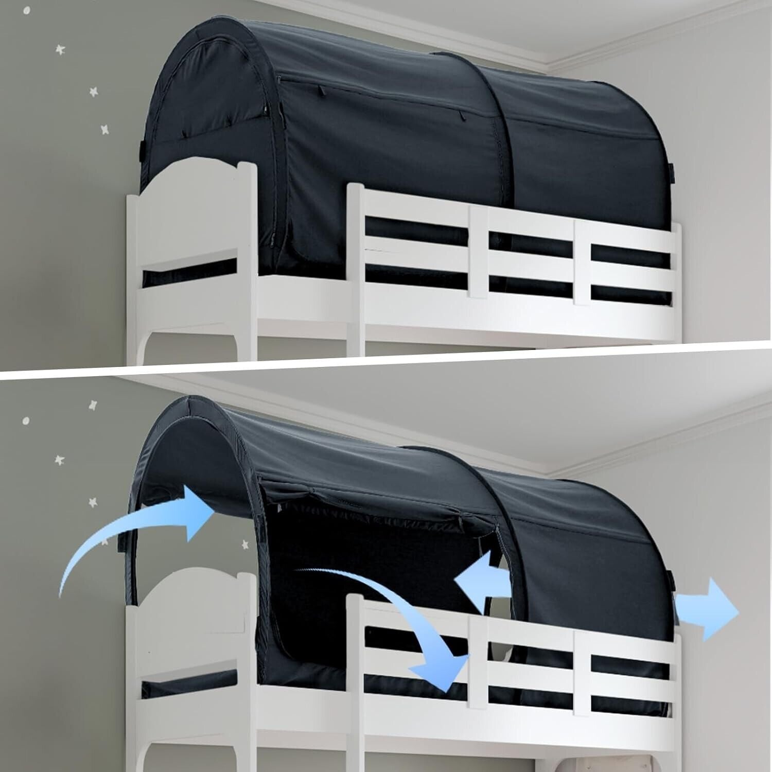 Breathable Privacy Sleeping Tent for Twin Bunk Beds - Easy Setup & Washable