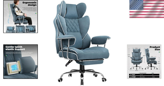 Big & Tall Office Chair - High Back Leather Executive Gaming Chair with Footrest