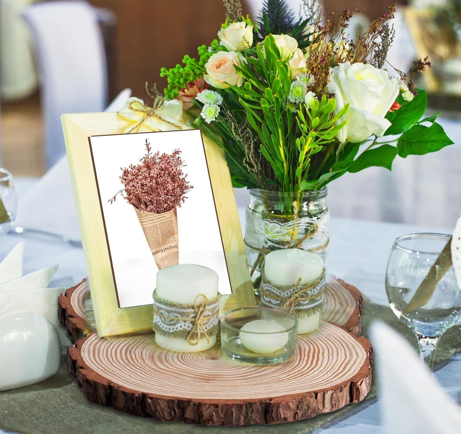 DIY Craft Wood Slices 9-10'' - Natural Pine Rounds for Home & Event Decor