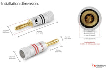 Load image into Gallery viewer, 24k Gold-Plated Speaker Banana Plugs - Secure Connections, 12-18 AWG, 16 Pcs