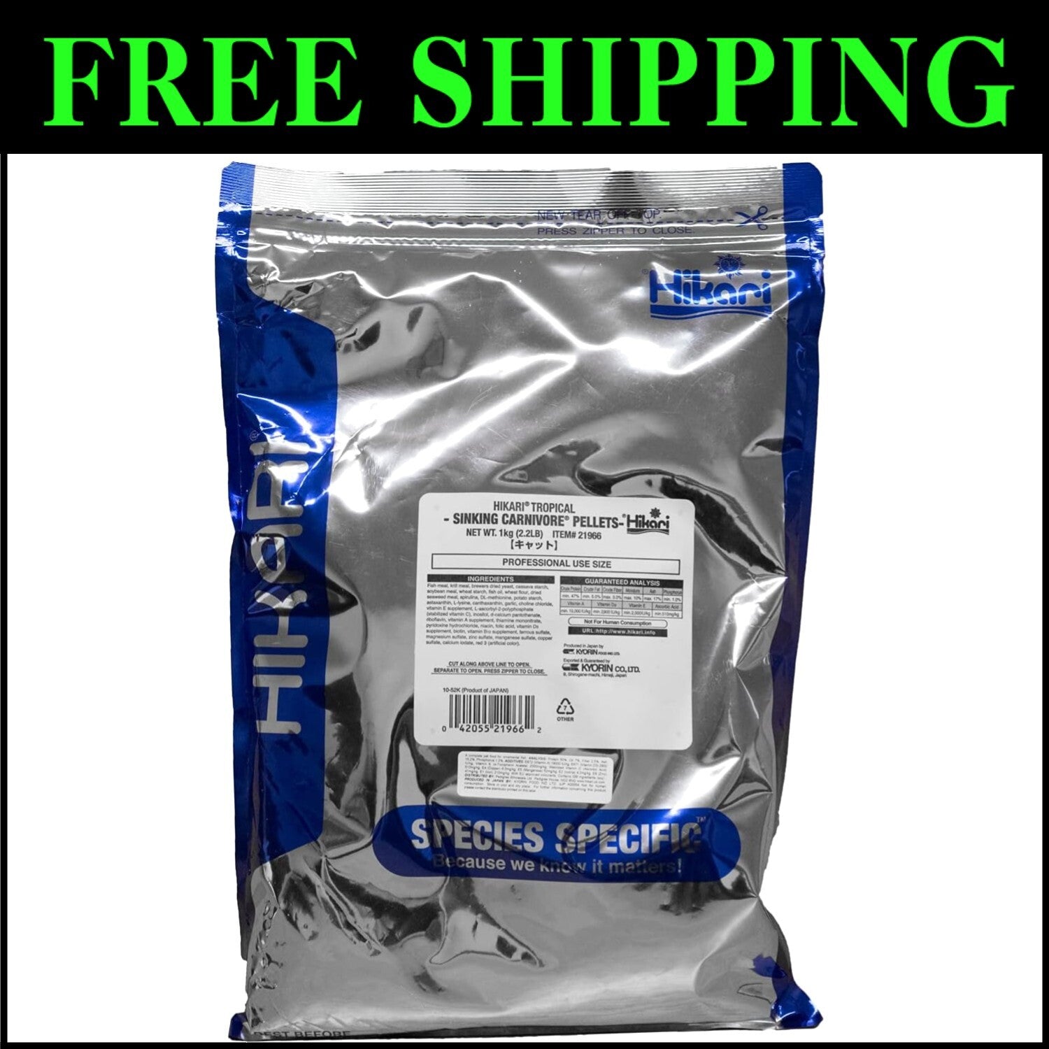 Hikari 2.2 lbs Tropical Sinking Carnivore Pellets for Vibrant Freshwater Fish