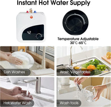 Load image into Gallery viewer, 2.7 Gallon Stainless Steel Electric Water Heater with Adjustable Thermostat