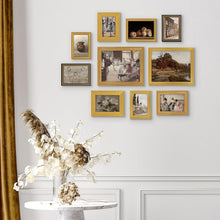 Load image into Gallery viewer, Set of 10 Vintage Gold Gallery Frames with Crystal Clear Glass for Elegant Di...