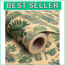 Load image into Gallery viewer, Stylish 30" x 100' Kraft Wrapping Paper Roll with Green Leaves - All Occasion
