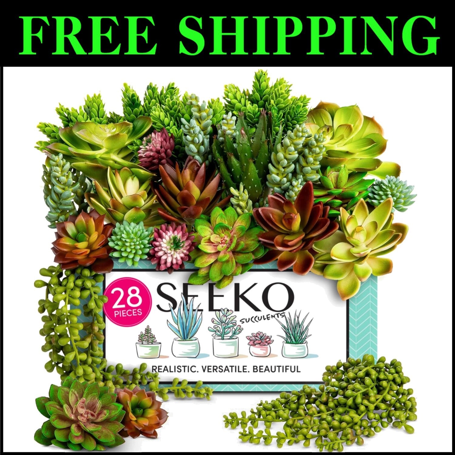 Premium 28-Piece Faux Succulent Plant Set – Effortless Home Aesthetics