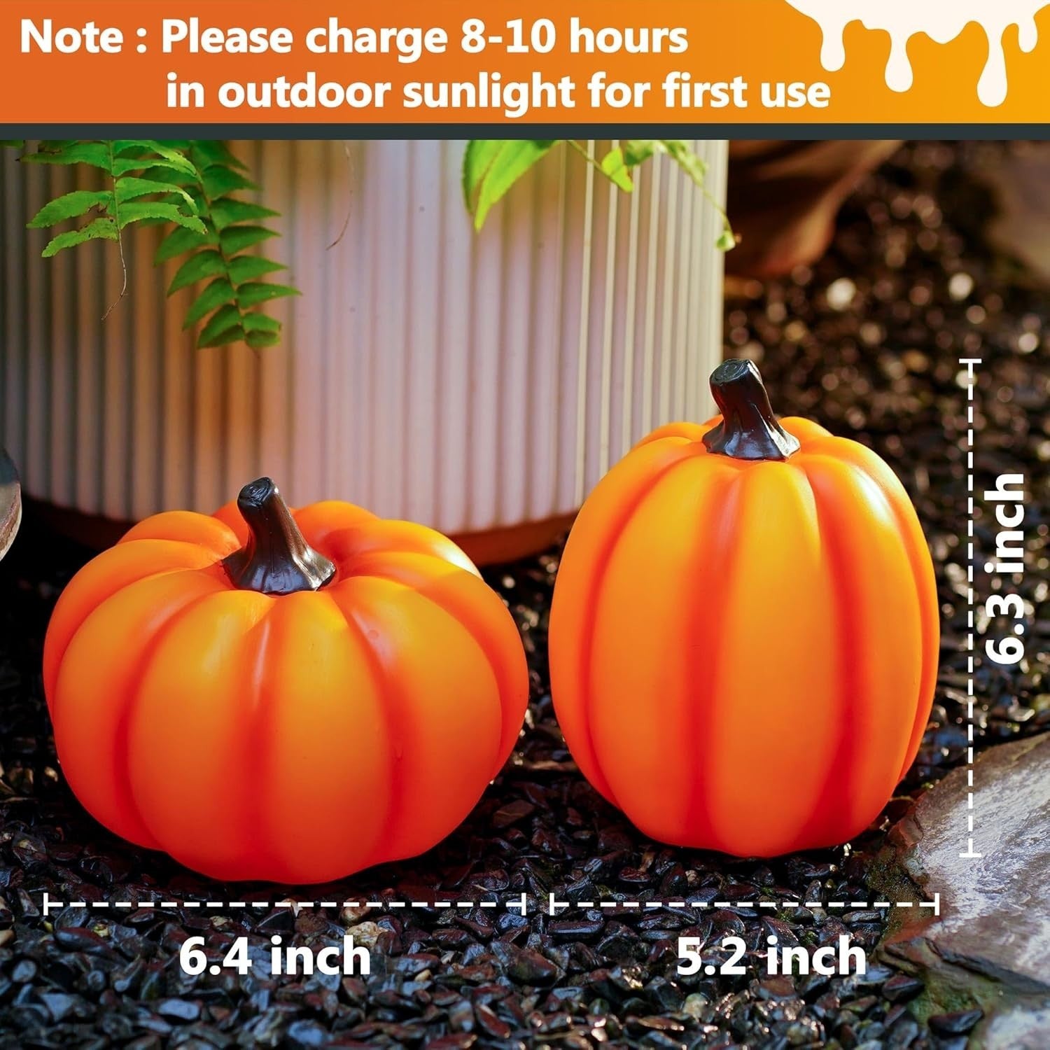 2 Pack Solar Pumpkin Garden Lights - Perfect for Halloween & Thanksgiving Decor