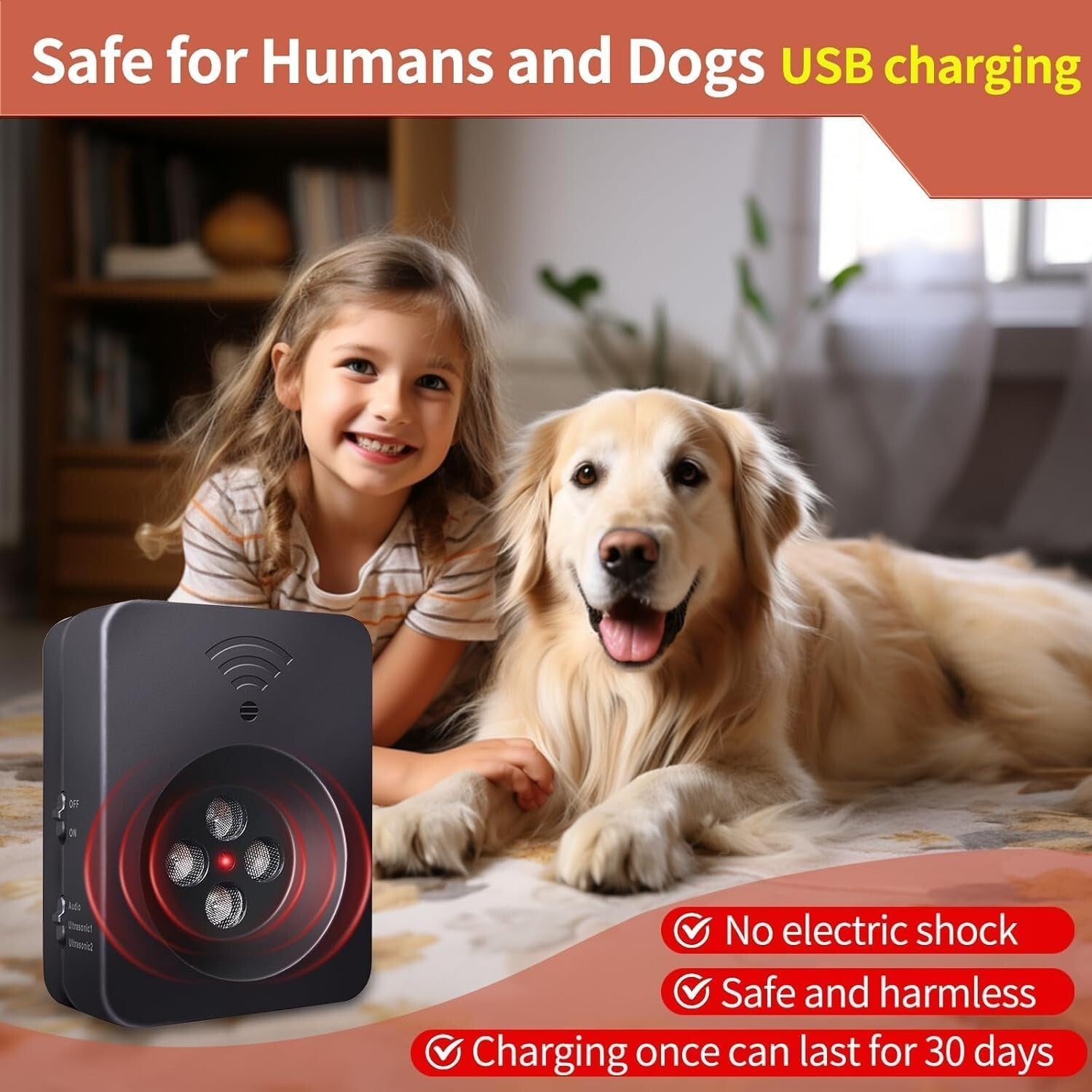 Durable USB Rechargeable Dog Barking Control Device - Indoor/Outdoor Use