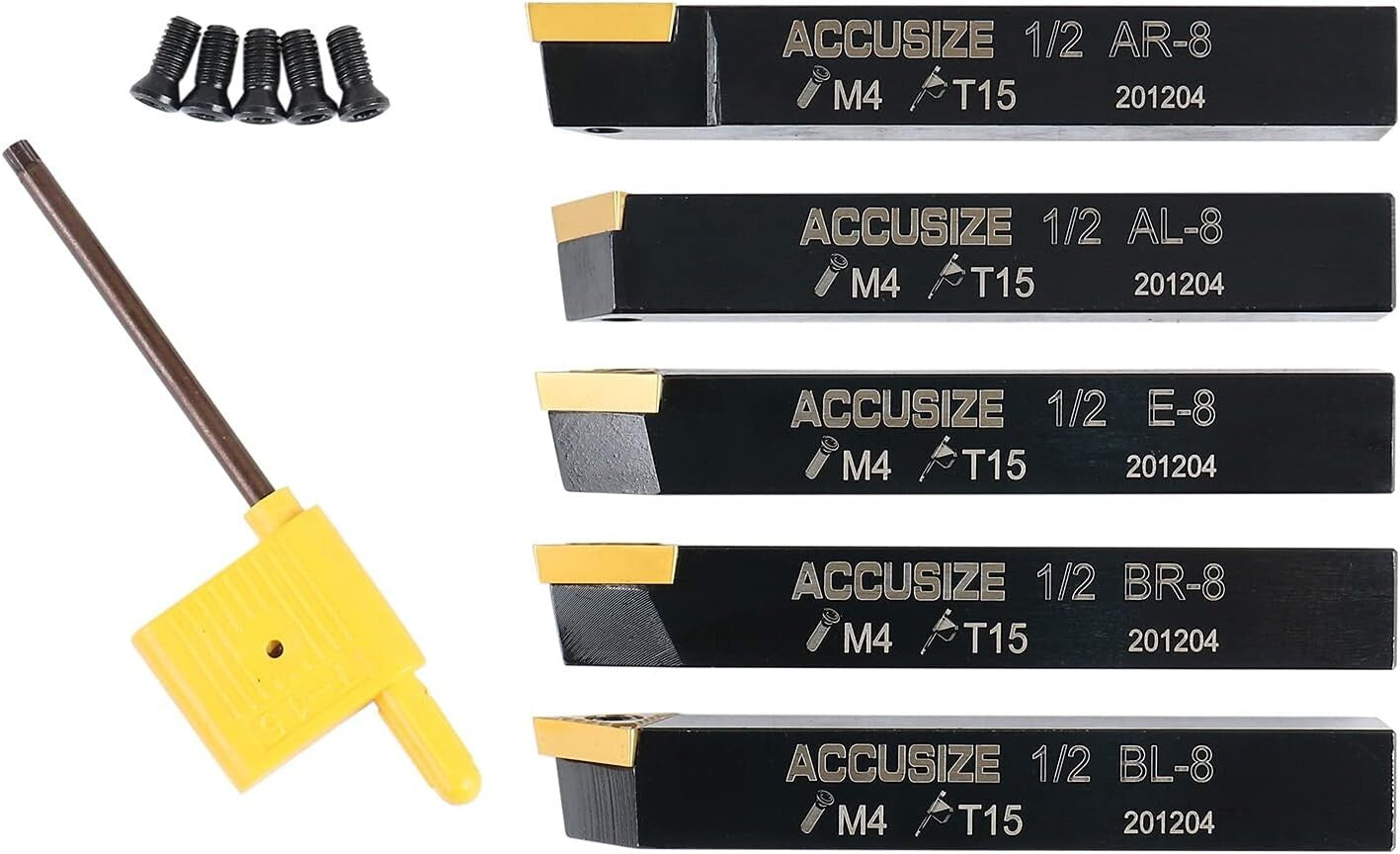 5 Pc 1/2'' Indexable Carbide Turning Tool Set for Precision Machining