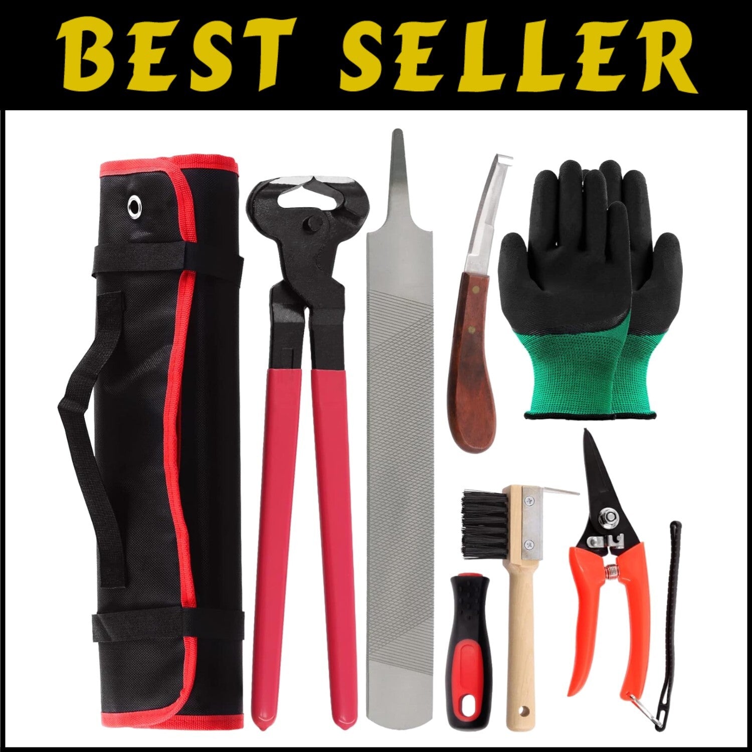 Durable Horse Hoof Trimming & Rasp Set - 8 Professional Tools for Effective Care