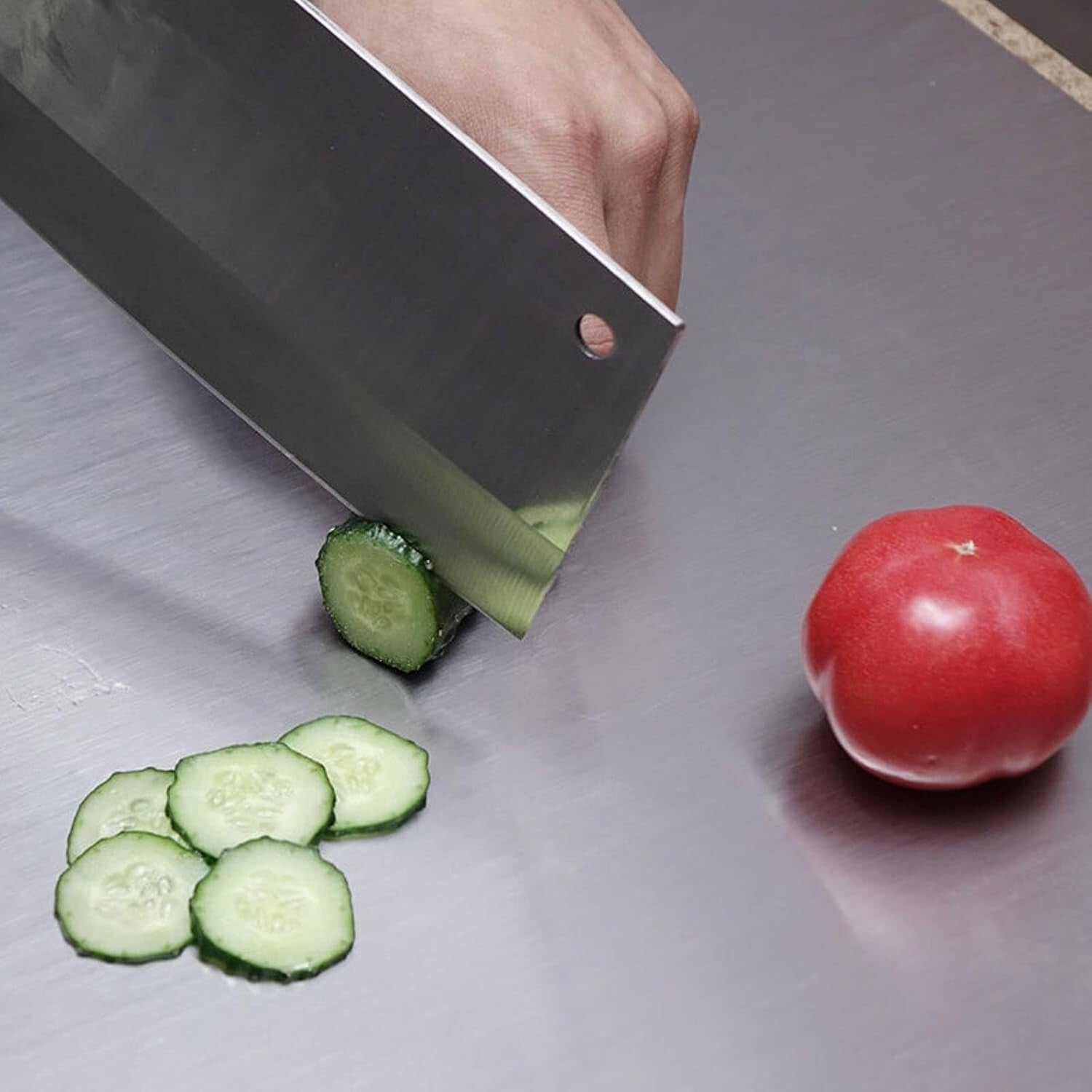 Durable Large Stainless Steel Cutting Board with Non-Slip Pads - 19.7 x 15.7 in