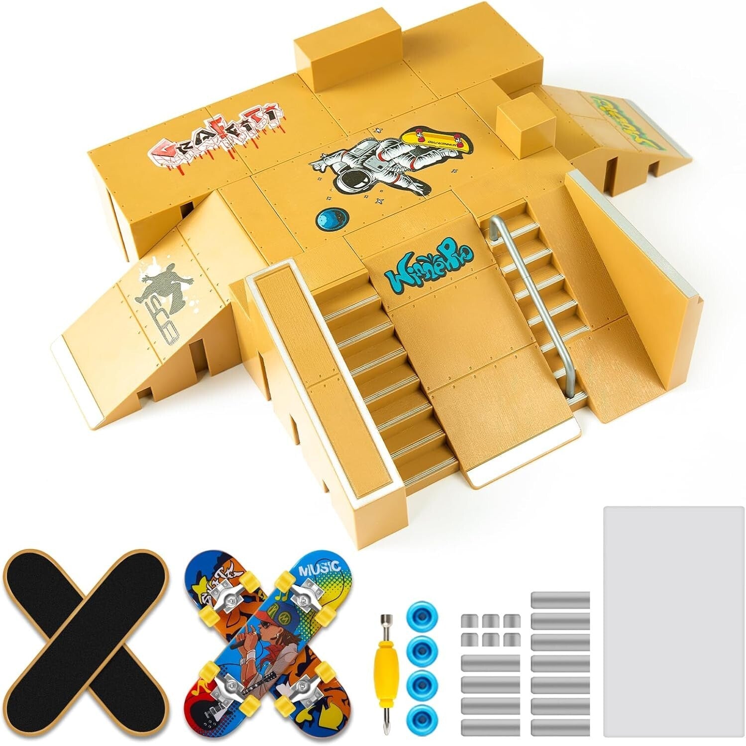 Customizable Fingerboard Skatepark with 8 Ramps & 4 Boards - Perfect Gift