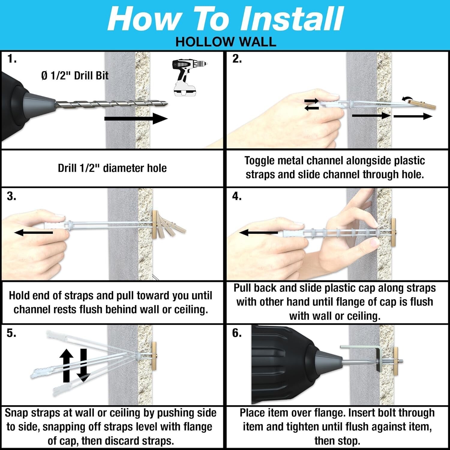Durable 100-Pack 1/4-in Toggle Bolts - Reusable Drywall Anchors for Heavy Loads