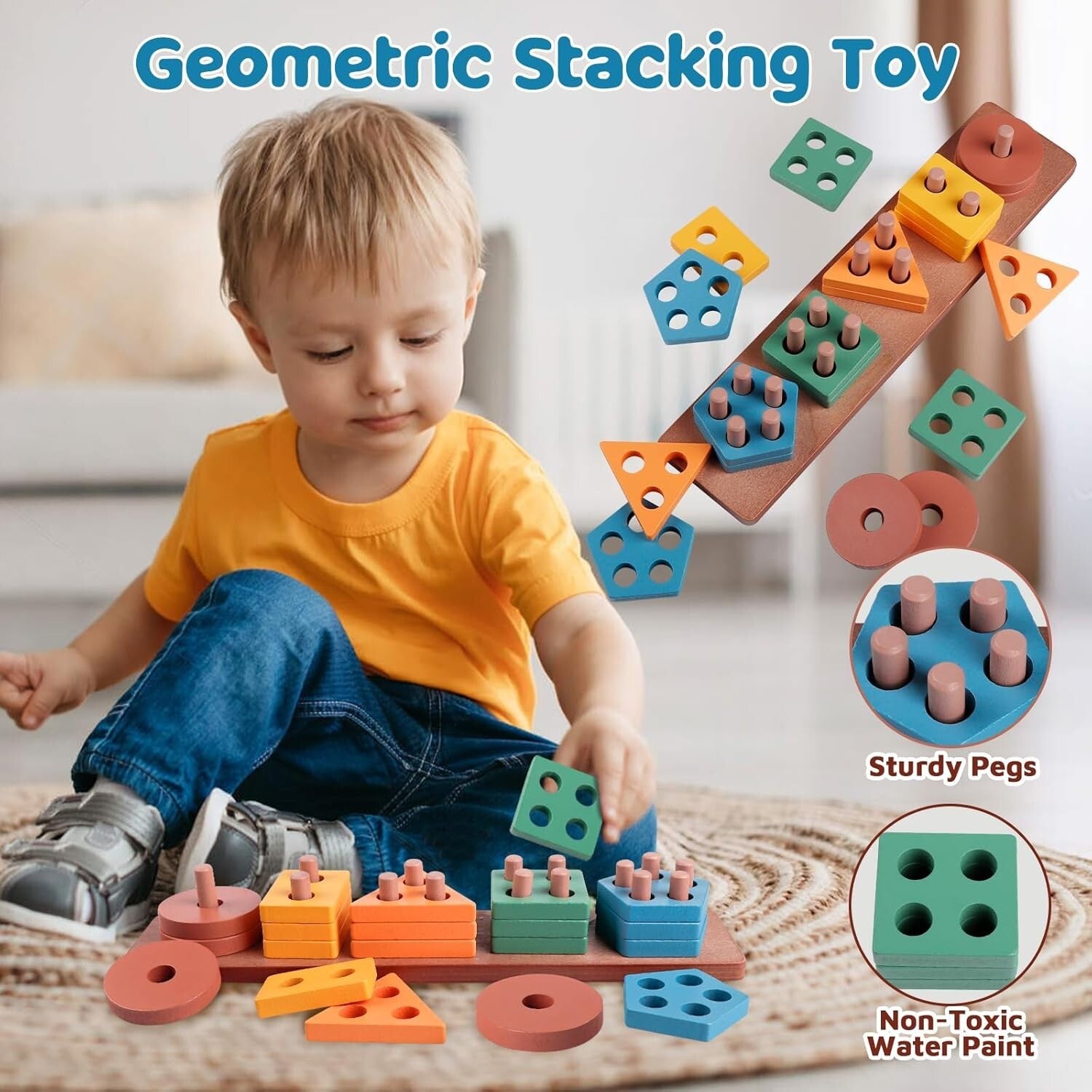 6-in-1 Montessori Baby Toy Set: Stacking, Sorting & Musical Fun for Infants