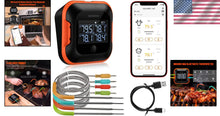 Load image into Gallery viewer, Rechargeable Wireless Meat Thermometer with Colored Probes and LCD Display