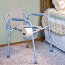 Load image into Gallery viewer, Folding Bedside Commode Chair for Adults - Supports 300lbs, 42 Liners Included