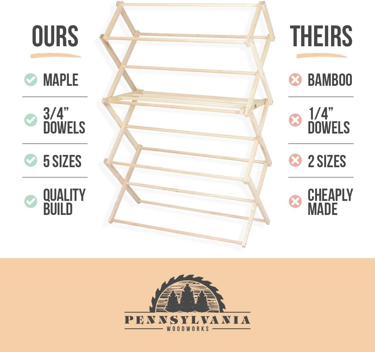 Furniture-Grade Folding Drying Rack - 47 Feet of Space for Bulky Laundry