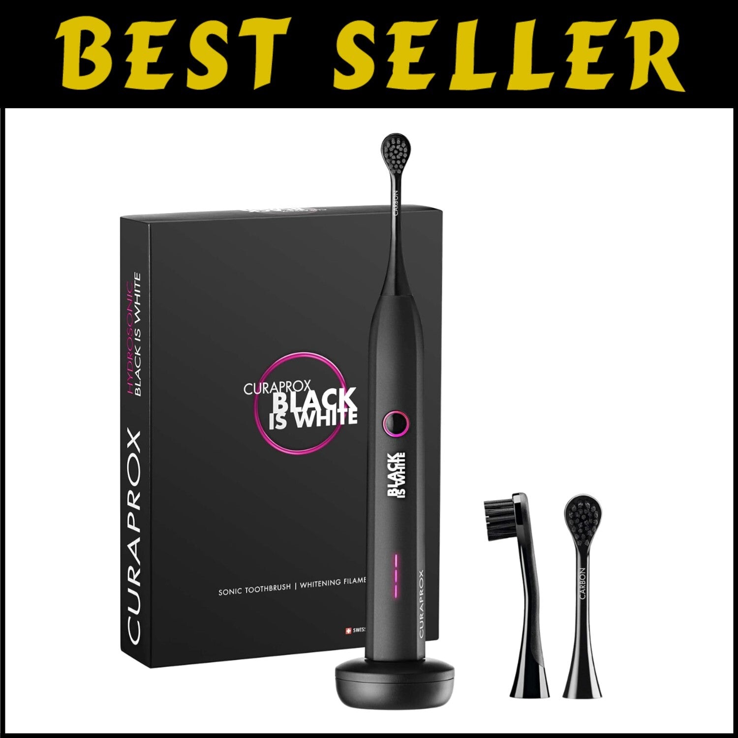 Hydrosonic Electric Toothbrush with Timer, Charger & Travel Case - Black & White