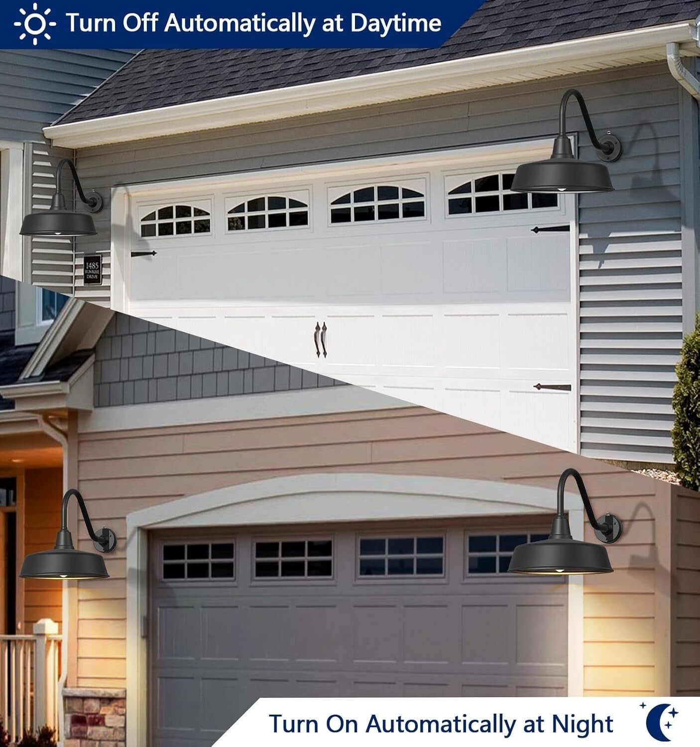 Durable 15" Waterproof Gooseneck Barn Light with Remote and Touch Control