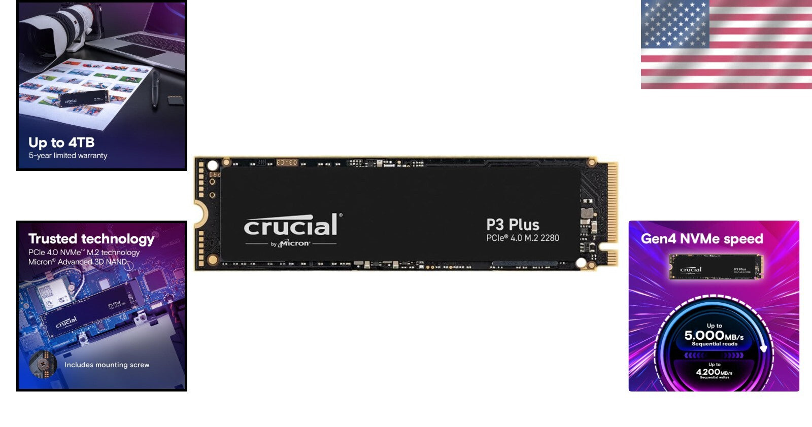 500GB Gen4 NVMe SSD with 5000MB/s Reads - Optimal for Gaming & Creative Work