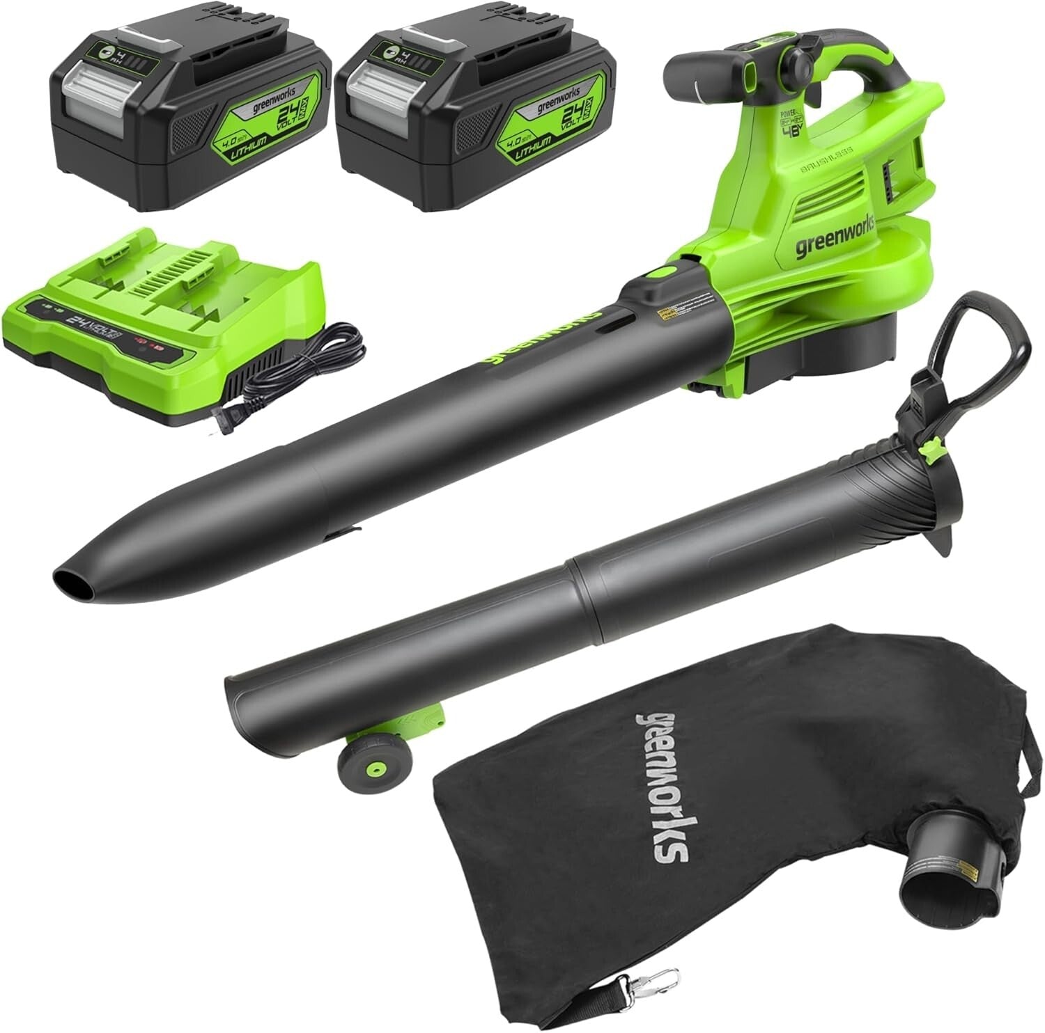 Cordless Green Leaf Blower/Vacuum - 48V Power with Adjustable Speed Control