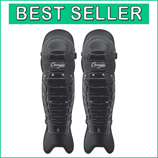 Enhanced Comfort Single Knee Umpire Leg Guards - Pair of 16.5” Black Shin Pads