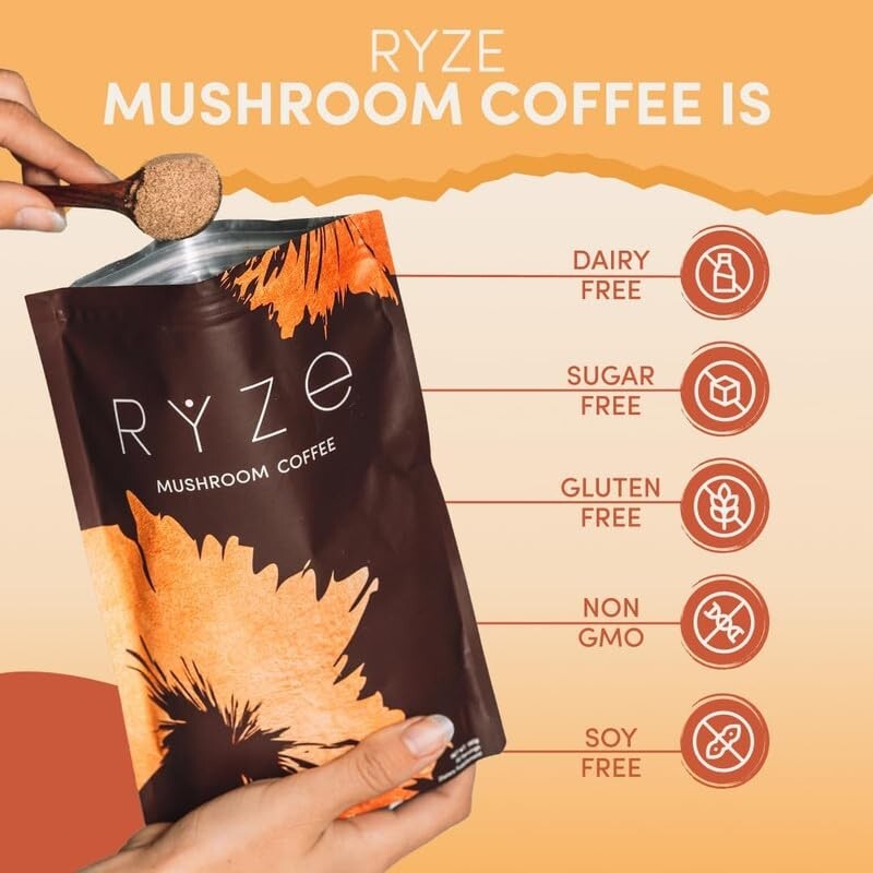 Delicious RYZE Adaptogenic Mushroom Coffee: Focus, Digestion & Energy Boost