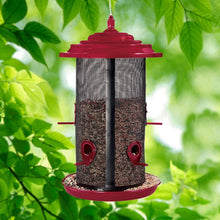 Load image into Gallery viewer, Durable Hanging Bird Feeder with 2 Chambers and 8.5 lb Seed Capacity - Crimson
