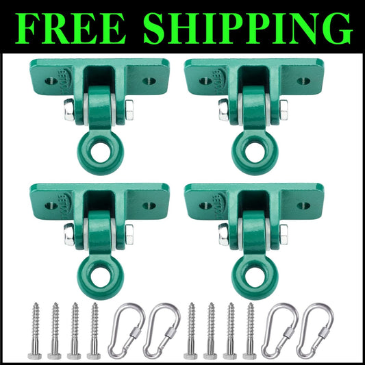 High-Capacity Swing Hanger Set - 4 Green Hangers with Installation Accessories