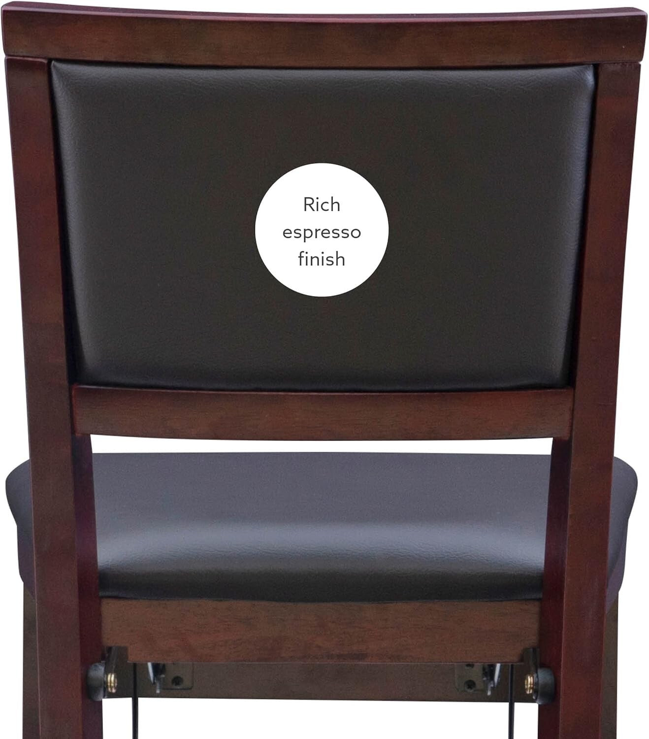 Elegant 24-Inch Folding Counter Stool with Faux Leather Pad - Espresso Finish