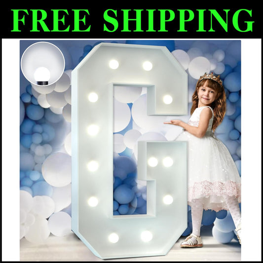 Unique 4FT Cool White LED Marquee Letter G - Perfect for Weddings and Parties