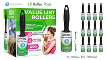 Load image into Gallery viewer, 12-Pack Extra Sticky Lint Rollers for Pet Hair, Furniture &amp; Clothing - Easy Peel