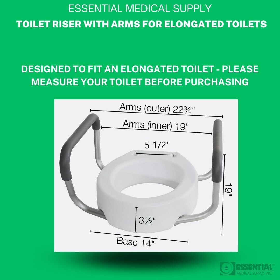 Durable Elevated Toilet Seat Riser for Easy Access - Fits Elongated Toilets Only