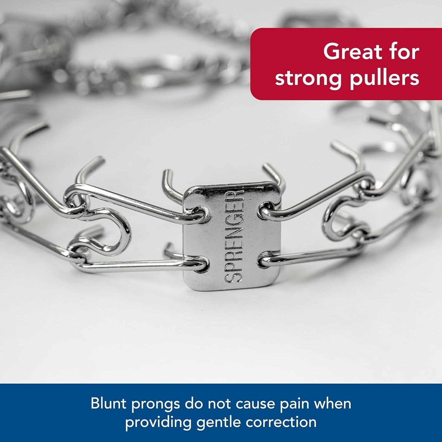 Durable Chrome Prong Dog Collar, 4mm x 21" - Behavior Correction for Large Dogs