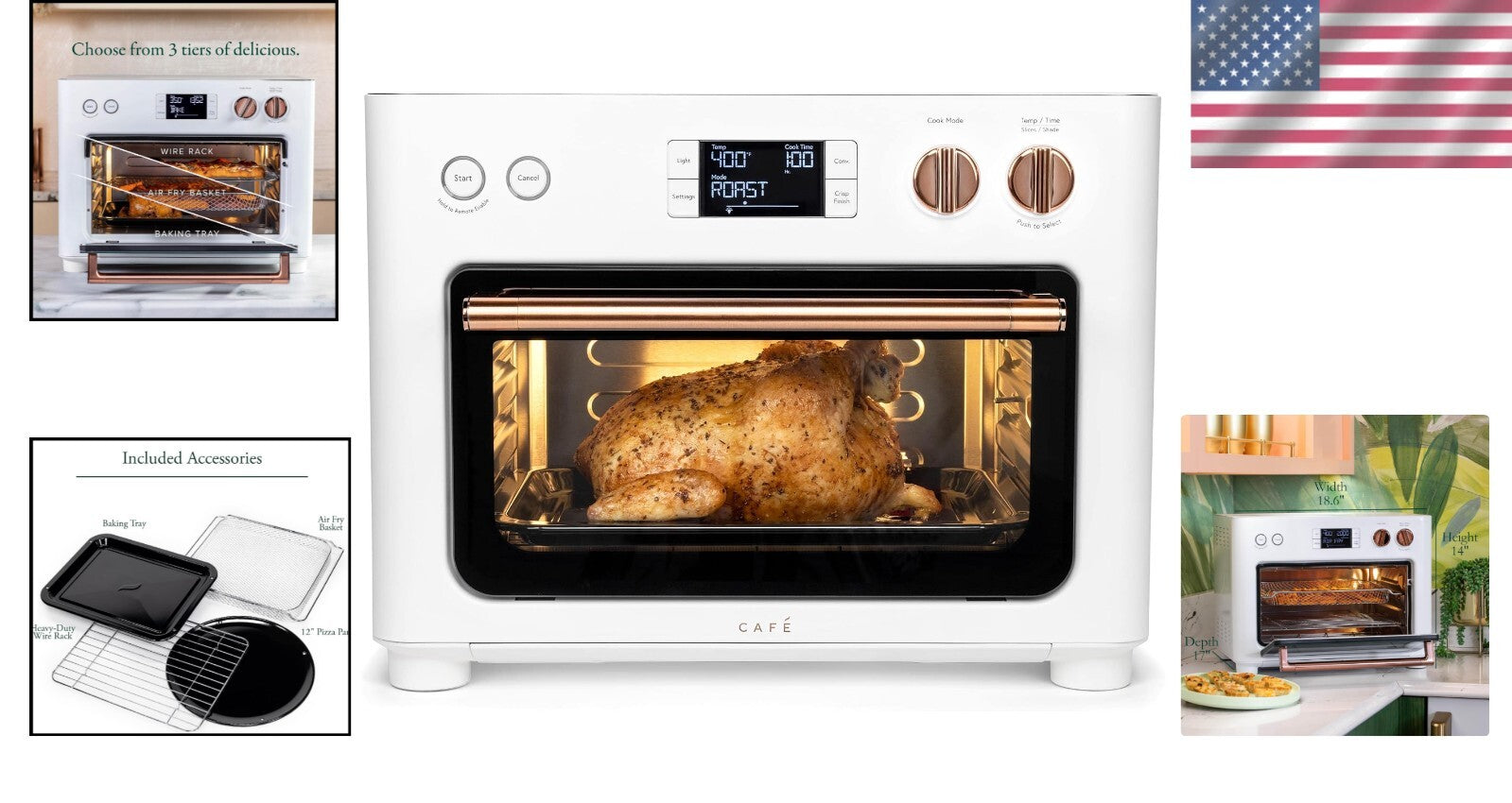 Couture Air Fry Oven - Versatile Matte White Kitchen Appliances with LCD Display