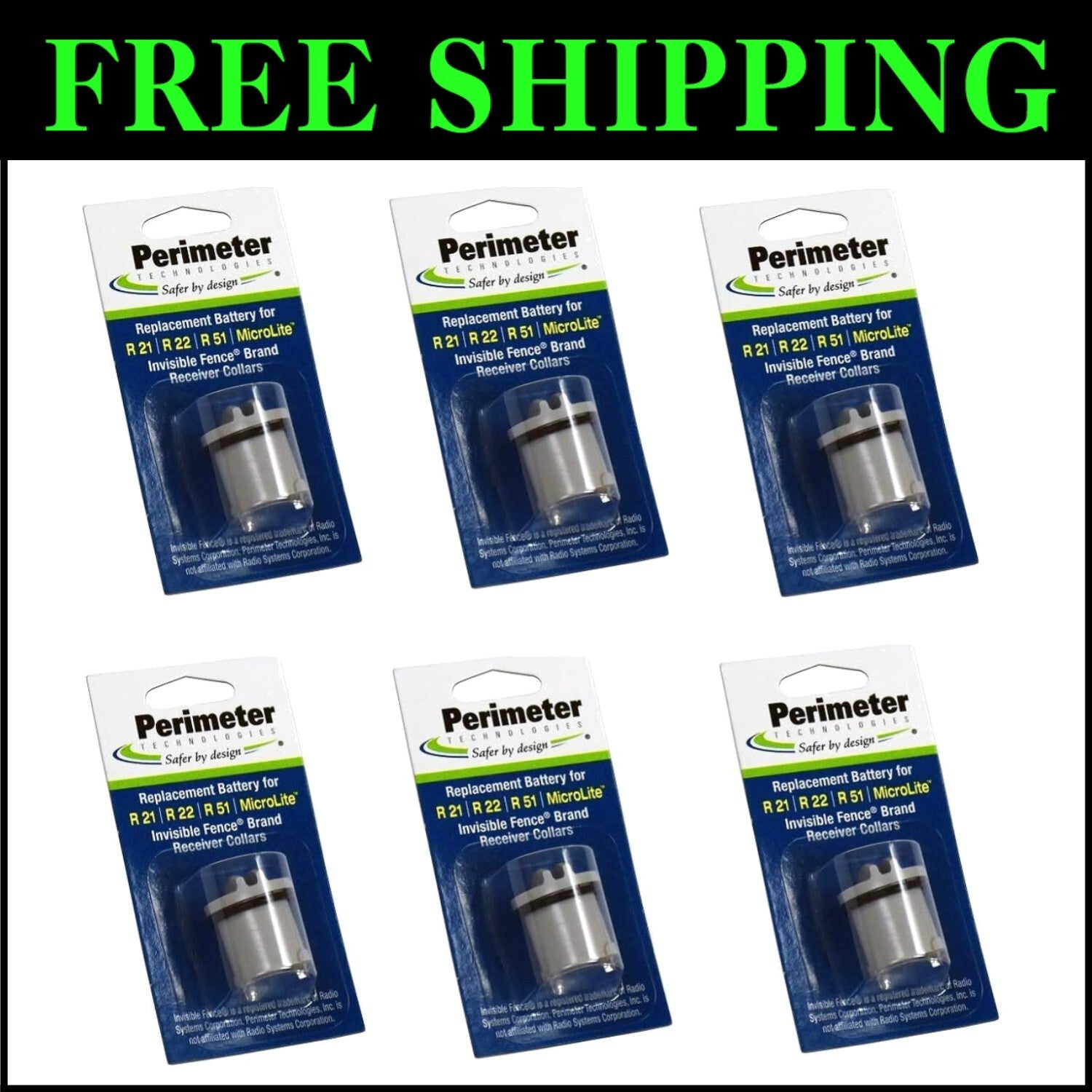 Waterproof Lithium-Ion Dog Collar Batteries - 6 Pack for Invisible Fence Systems